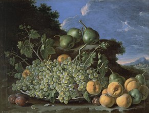 Melendez L., Still life: Peaches, pears and grapes