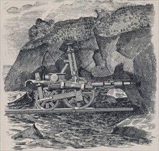 GRABADO-MAQUINA PARA TRABAJAR EN MINAS DE CARBON-1884-PATENTE USA