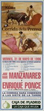 E-CARTEL DE TOROS-CORRIDA DE LA PRENSA EN LAS VENTAS-31/5/1996
MADRID, COLECCION