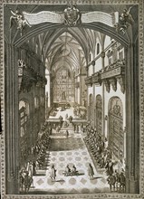 BERTERHAM/PALOTA P
GRABADO-LAS CORTES DE CASTILLA JURAN A FELIPE V (1701) EN LA IGLESIA DE LOS