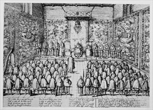 HOGENBERG
GRABADO-CARLOS V ABDICA DE LOS PAISES BAJOS 25/10/1555 BRUSELAS
MADRID, BIBLIOTECA