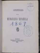 PORTADA-CONSTITUCION DE LA MONARQUIA ESPAÑOLA-MADRID 1869 - NUMERO DE SERIE 16793
MADRID,