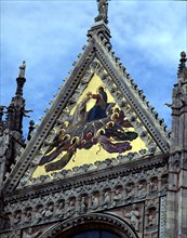 EXTERIOR-DET FACHADA:MOSAICO"CORONACION DE LA VIRGEN"S XIX
SIENA, CATEDRAL
ITALIA

This image