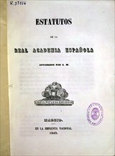 PORTADA-ESTATUTOS DE LA REAL ACADEMIA DE LA LENGUA ESPAÑOLA 1848
MADRID, ACADEMIA DE LA
