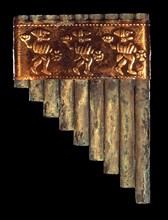 Flute de pan Inca en cuivre et or