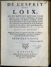 Première page de "L'Esprit des Loix" par Montesquieu