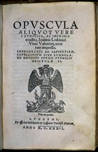 VIVES JUAN LUIS 1492/1540
PORTADA "OPUSCULA ALIQUOT VERE CATHOLICA AC IMPRIMIS ERUDITA"LYON -