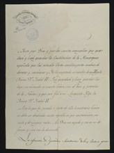DOCUMENTO-JURAMENTO DE REINA REGENTE EN NOMBRE DE ISABEL II SOBRE LA CONSTITUCION
MADRID, CONGRESO