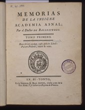 BALLESTEROS
MEMORIAS DE LA INSIGNIE ACADEMIA ASNAL/ PORTADA/ TOMO I/ S XVIII
MADRID, ACADEMIA DE