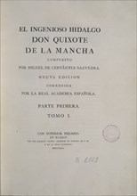 Cervantes, Couverture de l'Ingénieux Hidalgo Don Quichotte de la Mancha