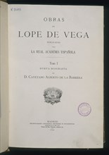 LOPE DE VEGA FELIX 1562/1635
PORTADA DE OBRAS DE LOPE DE VEGA/ REPRODUCCION FACSIMIL/ TOMO I NUEVA