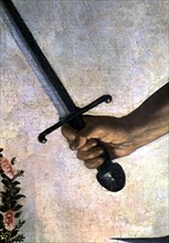 Zurbaran, Martyrdom of James - Hand and sword of the executioner (detail)