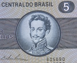 RETRATO DE PEDRO I DE BRASIL Y IV DE PORTUGAL 1798-1834 EN UN BILLETE DE 5 CRUZEIROS