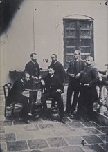 FOTOGRAFIA EN BLANCO Y NEGRO DE RAMON Y CAJAL EN UN PATIO VALENCIANO CON AMIGOS - 1887
MADRID,