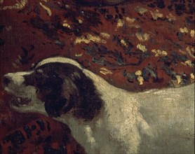 Vélasquez, La tunique de Joseph (détail du chien et du tapis)