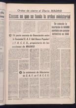 PAGINA 3 DEL DIARIO MADRID CON EL ORDEN DE CIERRE DECRETADO POR EL GOBIERNO- 25/11/1971
MADRID,