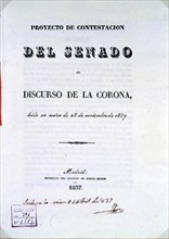 PROYECTO DE CONTESTACION DEL SENADO AL DISCURSO DE LA CORONA - 28/11/1837 - ESCRITO A MANO