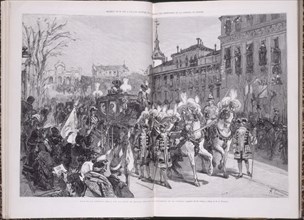 FERRANT ALEJANDRO 1843/1917
ILUST ESPAÑOLA/AMERICANA 30/1/1878-COMITIVA REAL DE LA BODA DE ALFONSO