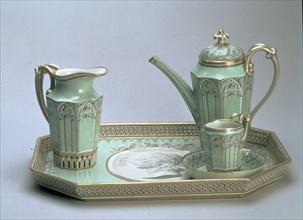 LAMPRECHT GEORG
SOLITARIO (SERVICIO DE DESAYUNO) DE PORCELANA DE CUATRO PIEZAS- VIENA 1825-