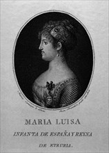 CARNICERO ANTONIO 1748/1814
MARIA LUISA INFANTA DE ESPAÑA Y REINA DE ETRURIA - GRABADO POR JUAN