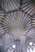 INTERIOR-VISTA DE LA BOVEDA EN ABANICO-GOTICO INGLES
WELLS, CATEDRAL
INGLATERRA

This image is