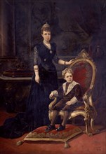 MOTA V
RETRATO DE LA REINA MARIA CRISTINA DE HABSBURGO-REINA REGENTE CON SU HIJO ALFONSO