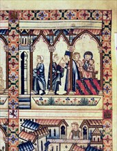 ALFONSO X EL SABIO 1221/84
D-MS.B.R.20- CANTIGA STA MARIA-Nº312-F57V-B-ESCULTOR COBRA SU TRABAJO