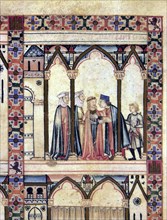 ALFONSO X EL SABIO 1221/84
D-MS.B.R.20- CANTIGA STA MARIA-Nº312-F58-H-CELESTINAS LLEVAN A LA