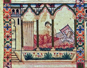 ALFONSO X EL SABIO 1221/84
D-MS.B.R.20- CANTIGA STA MARIA-Nº 312-F58-C-AMANTES EN LA