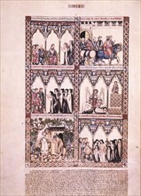 ALFONSO X EL SABIO 1221/84
MTI1-CANTIGA STA MARIA Nº7-F14V-MILAGRO DE LA ABADESA PREÑADA-SIGLO