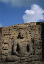 Giant rock-cut statue near Polonnarurawa, royal capital of Sri Lanka in AD 368