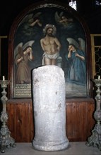 La colonne où  fut attaché le Christ, chapelle arménienne en l'église du Saint Sépulcre, Jérusalem