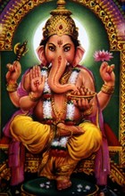 Dans la mythologie indoue, le dieu Ganesh à tête d'éléphant représente la force et la mondanité