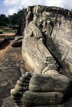 Polonnaruwa, reclining Buddha at Gal Vihara, Sri Lanka, 12th A.D.