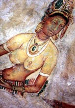 Fresque représentant la "demoiselle de Sigiriya", Sri Lanka (5e siècle)
