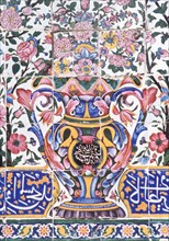 Safavid tilework with floral design at a mosque, Isfahan, Iran 
16th-17th century
