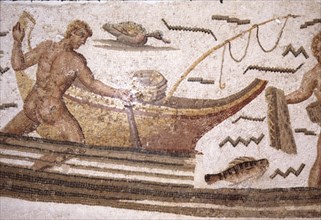 Mosaïque romaine, Scène de pêche en mer