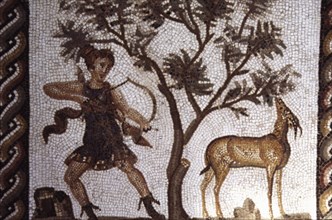 Roman mosaic, Hunting deer