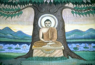 Bouddha sous l'arbre sacré Bo