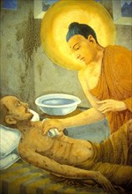 Buddha treating a man ill with smallpox