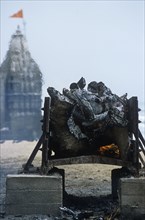 Cremation at the sacred Hindu site of Dwarka in Gujerat India