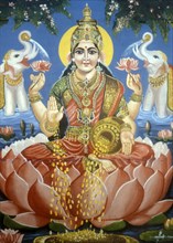 Hindu goddess Lakshmi, goddess of wealth, especially worshipped by businessmen