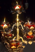 Lighted Divali lamps for the Festival of Light
