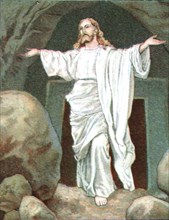The `resurrection of Christ` old bible lesson card