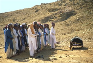 Muslim funeral prayer with men in Sind