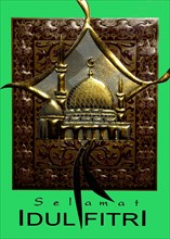 Eid greeting card with mosque design