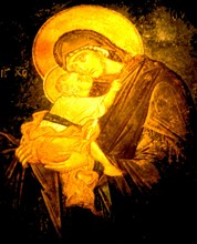 Byzantine Mural of the Virgin and Christ Child (Child Jesus), Chora Monastery Istanbul Turkey