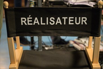 Director's chair on the set of a film