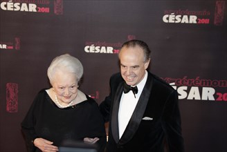 Frédéric Mitterrand and Olivia de Havilland, 2011