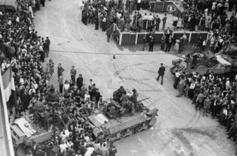 Barricades in the streets of Paris, during the Liberation (August 1944)